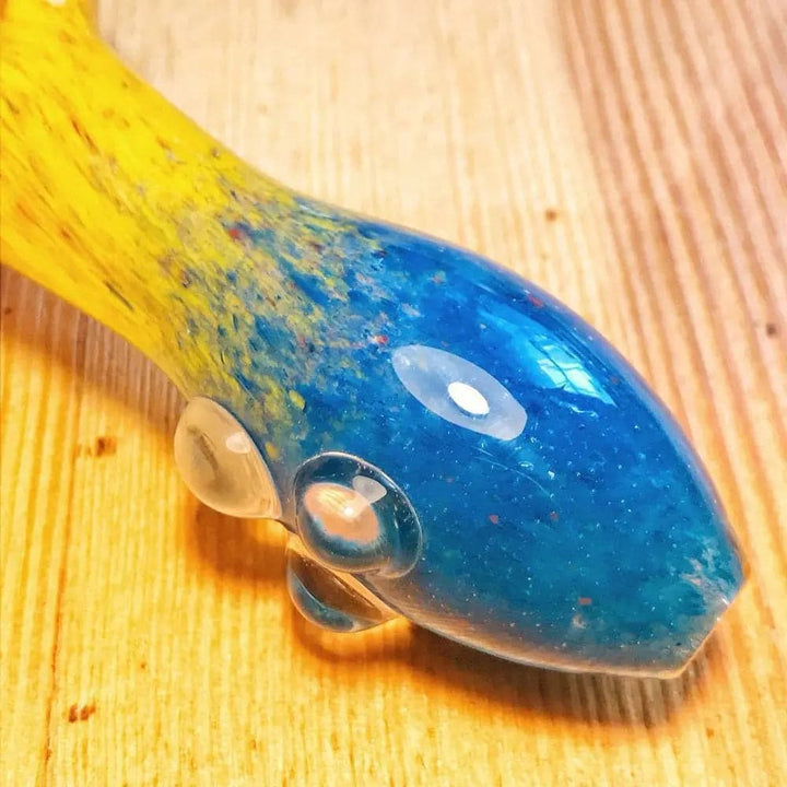 4.5" Three-Toned Dichroic Glass Pipe with Marble Grip