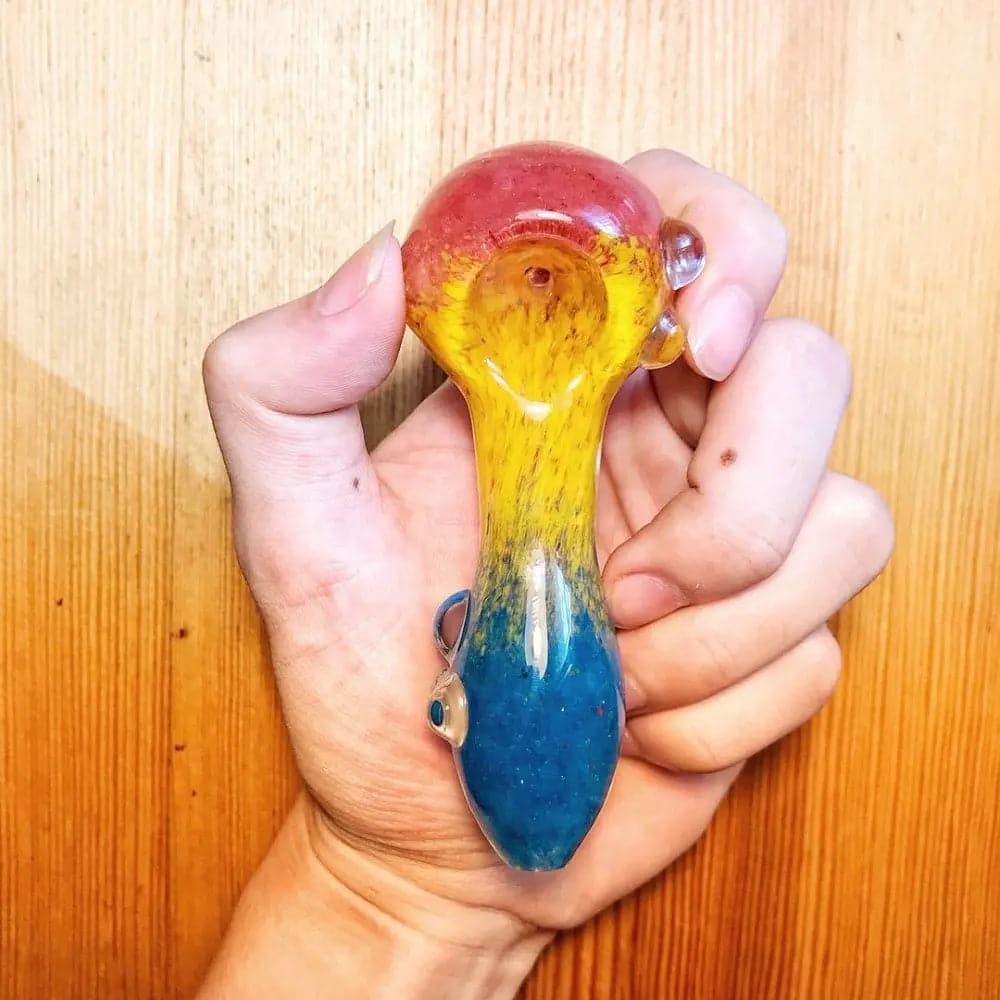 4.5" Three-Toned Dichroic Glass Pipe with Marble Grip