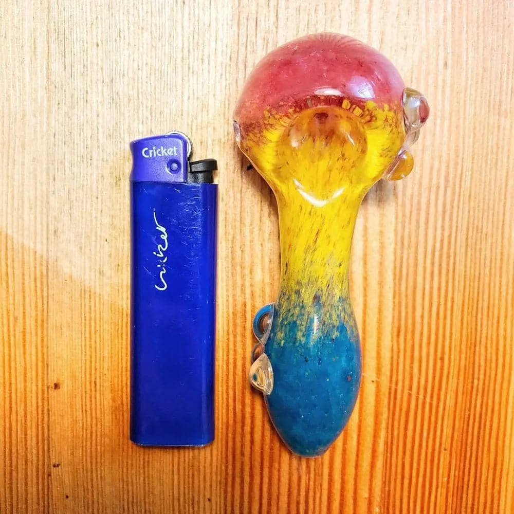 4.5" Three-Toned Dichroic Glass Pipe with Marble Grip