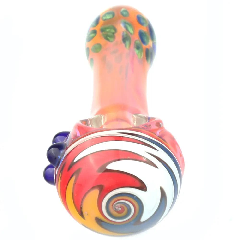 Wig Wag Glass Marble Fumed Spoon Pipe By Puffing Bird