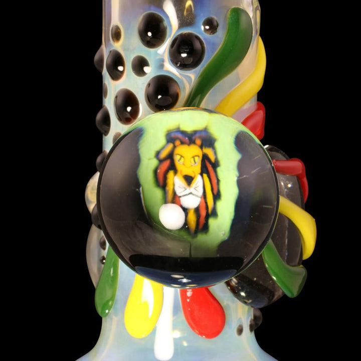 Lion Glass Water Pipe with Silver Fume Color Change