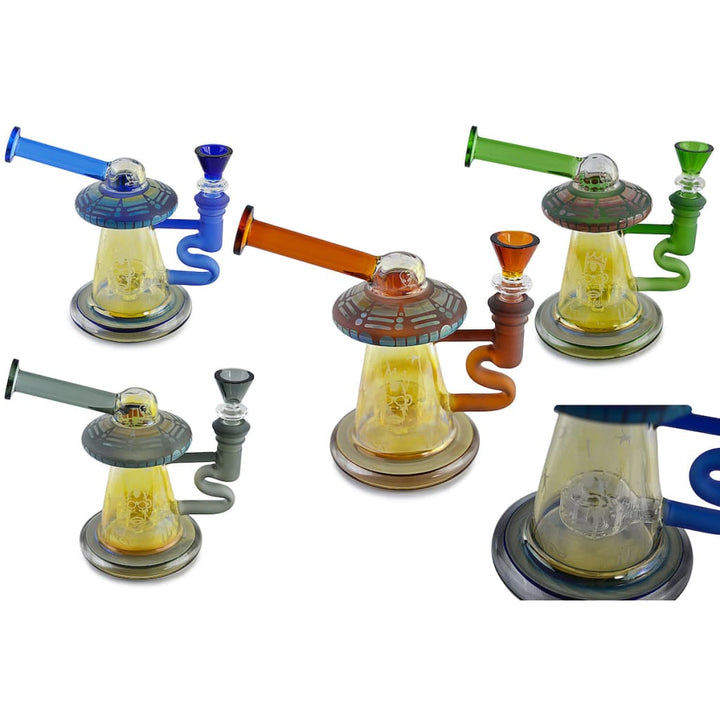 Space King Glass Water Pipe - Compact Recycler With Unique Ufo Design