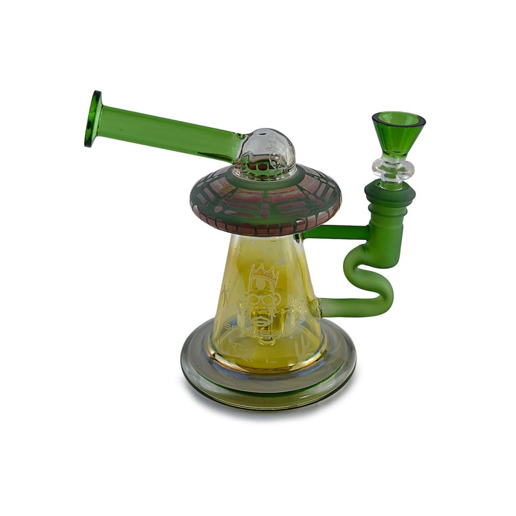 Space King Glass Water Pipe - Compact Recycler With Unique Ufo Design